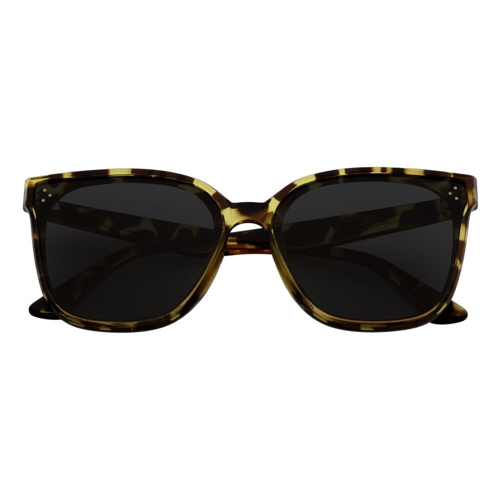 Polarized Womens Oversize 3 Pin Cat Eye Sunglasses Green Tortoise Smoke Tint